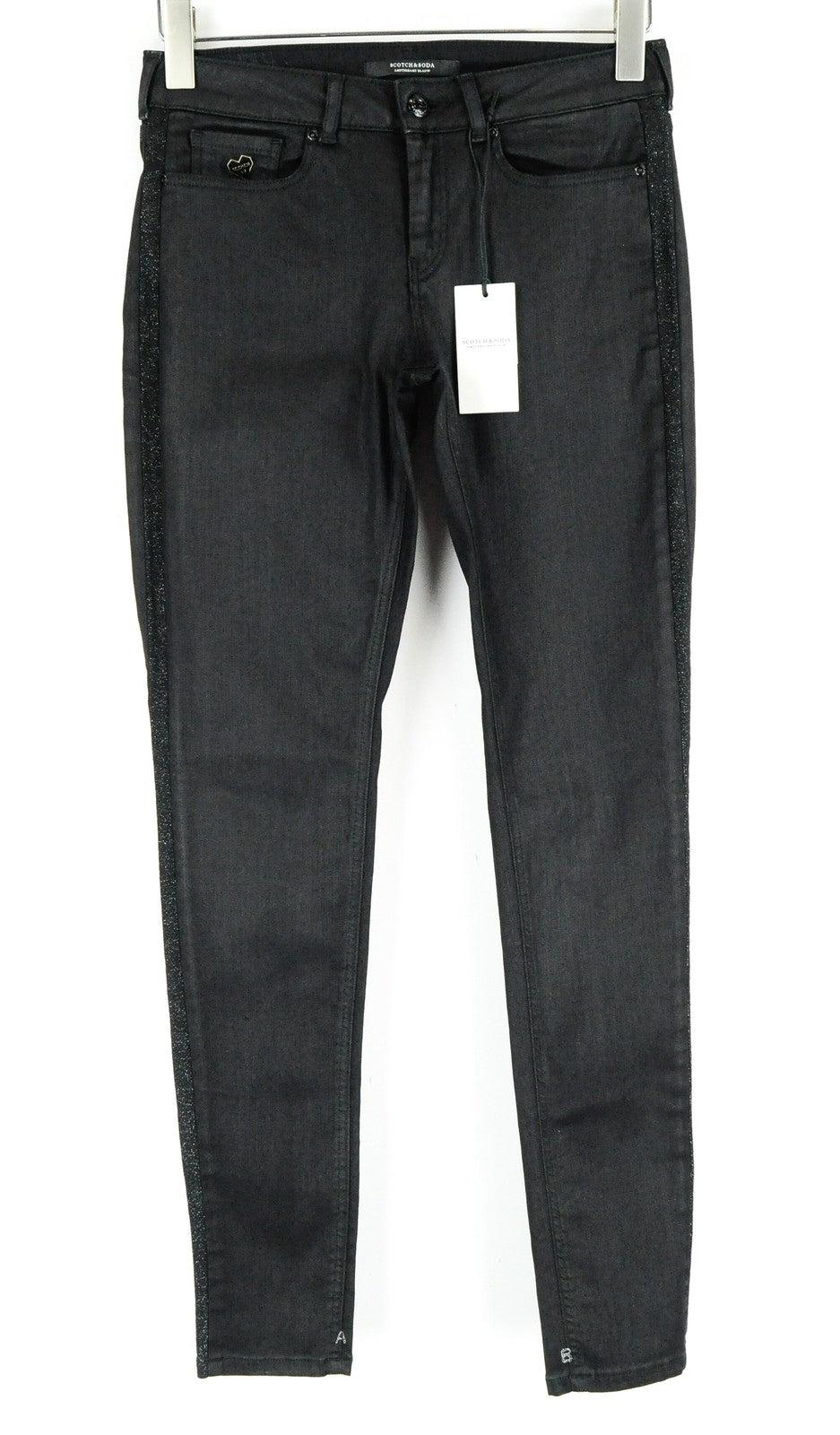 SCOTCH &amp; SODA Ams Blauw moteriški džinsai W27/L32 juodi aptempti šoniniai džinsai su 5 kišenėmis 
