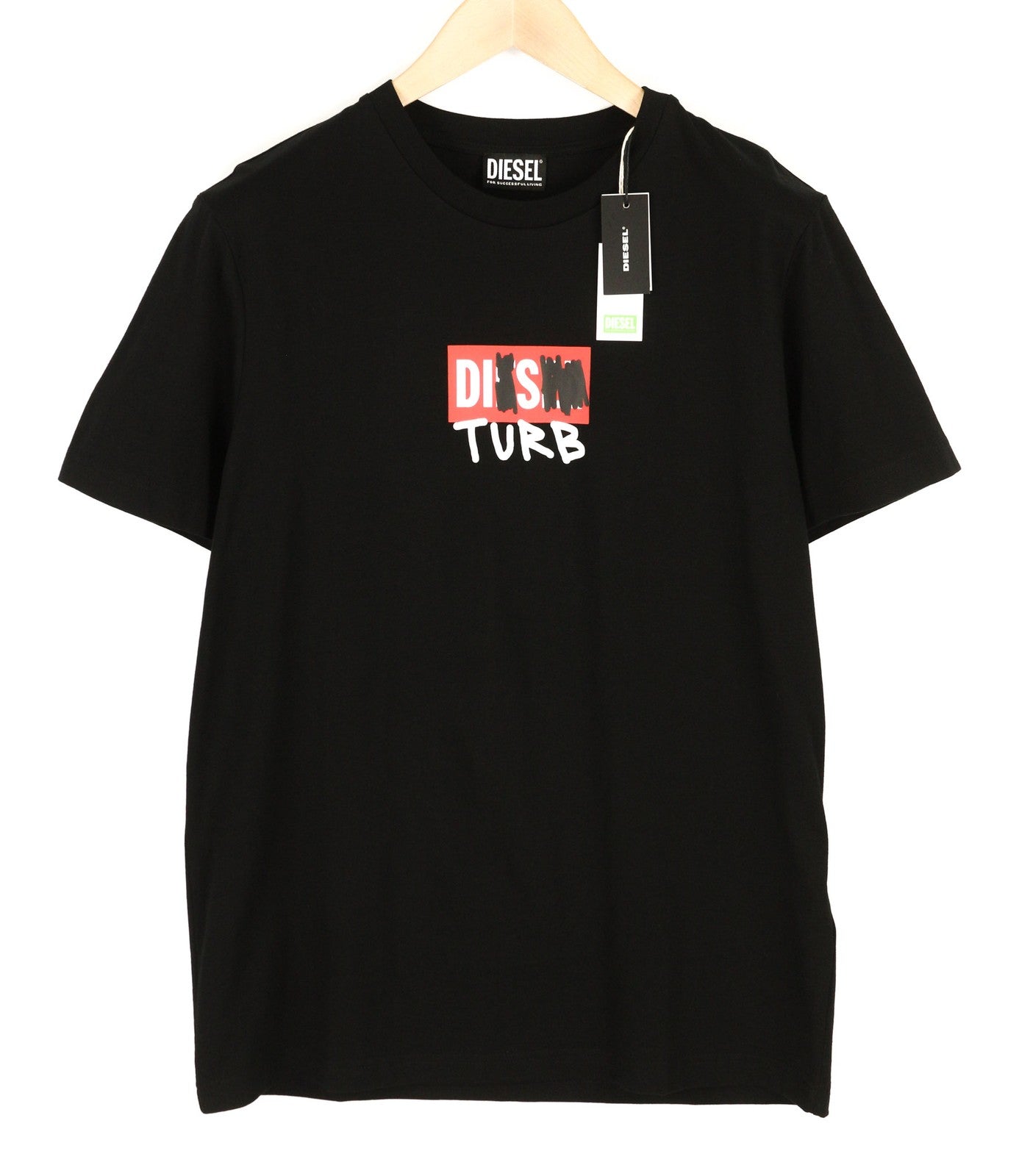 DIESEL T-Diegos-B10 Men T-Shirt L Black Short Sleeve Crew Collar  Tricot