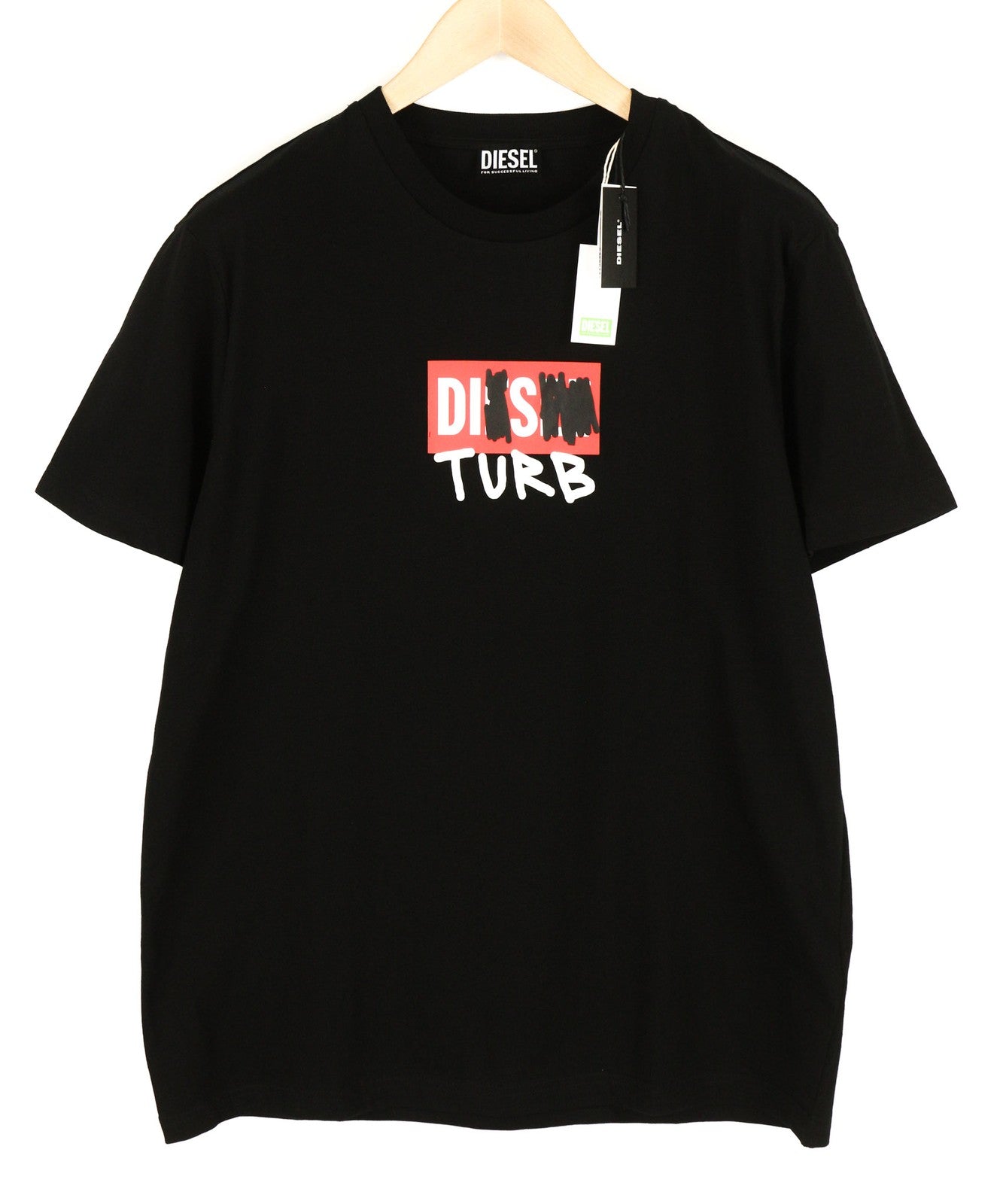 DIESEL T-Diegos-B10 Mens T-Shirt XL Black Short Sleeve Crew Collar  Tricot