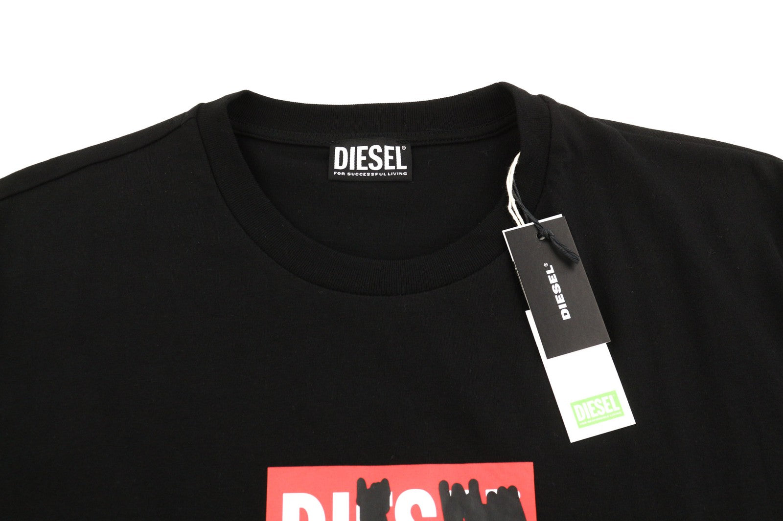 DIESEL T-Diegos-B10 Mens T-Shirt XL Black Short Sleeve Crew Collar  Tricot
