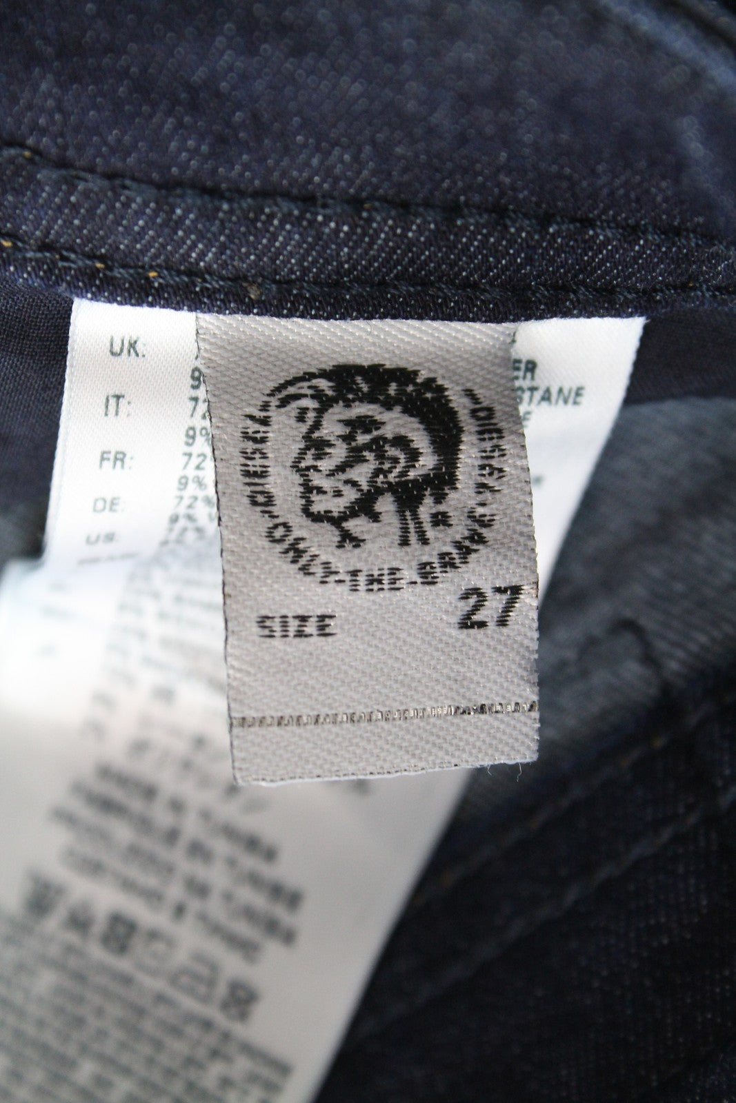 DIESEL Buster 069BM vyriški džinsai W27 L32 Slim Fit tamprūs medvilniniai mėlyni skalbinių rašto džinsai 