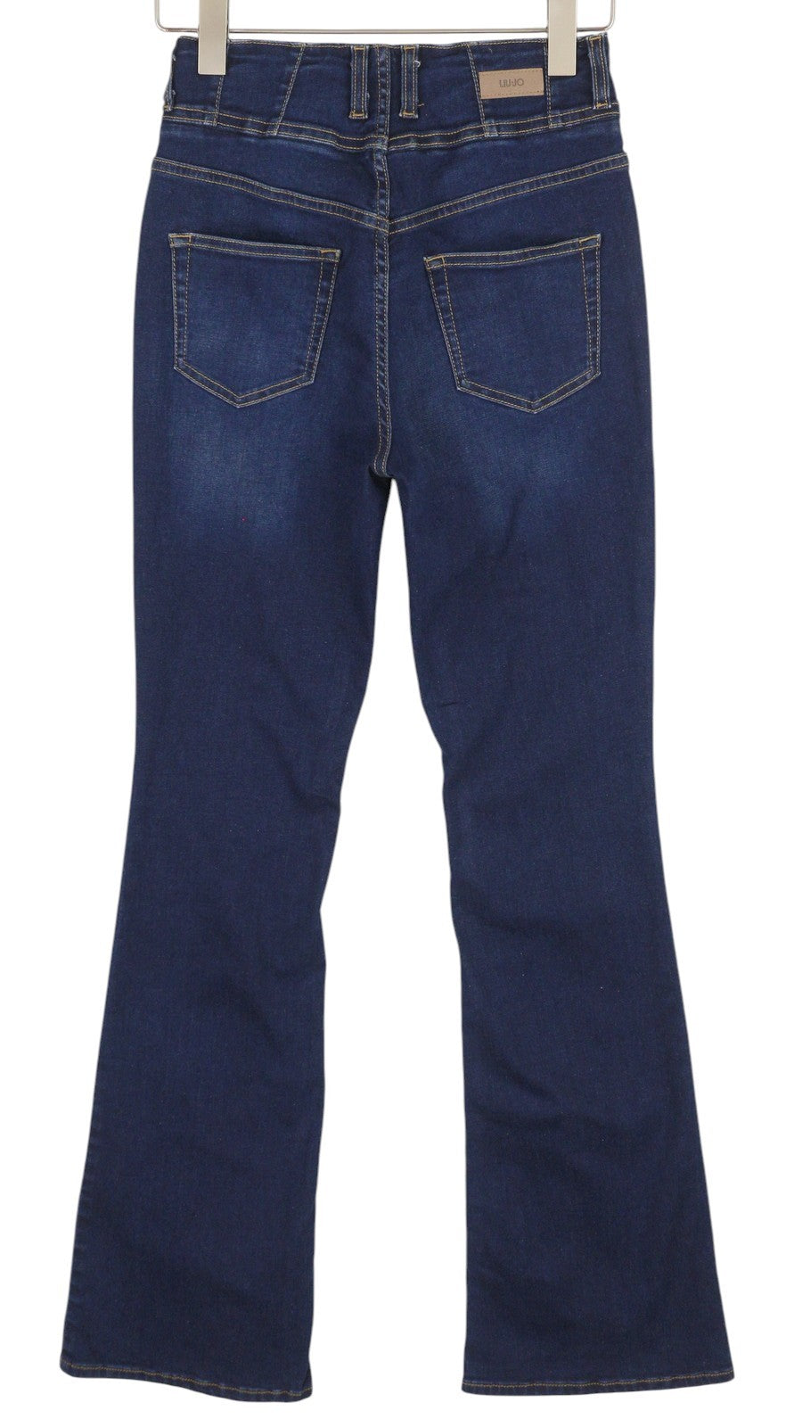 LIU JO Women Jeans W28 Washed Denim Blue High Waist Bootcut Fit Buttoned Casual