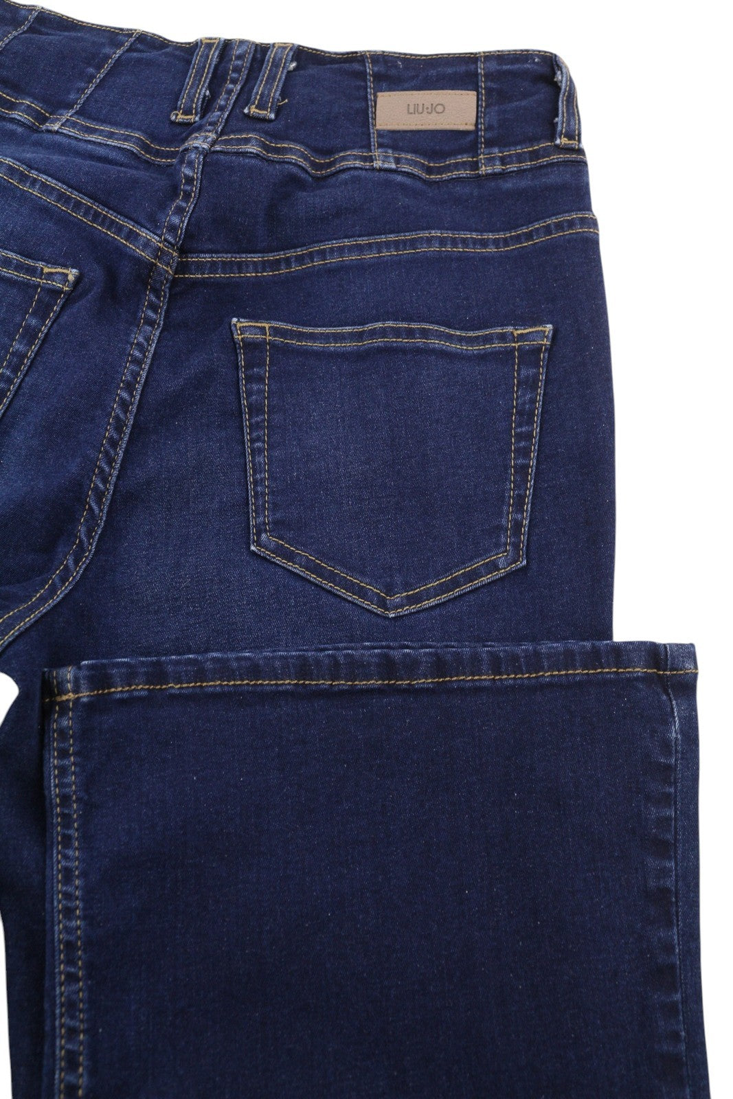 LIU JO Women Jeans W28 Washed Denim Blue High Waist Bootcut Fit Buttoned Casual