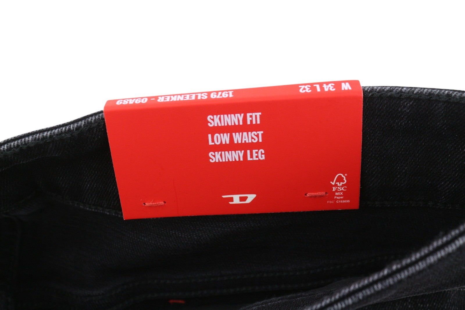 DIESEL 1979 Sleenker 09A89 vyriški džinsai W34/L32 Skinny Distress juodi, rekomenduojama kaina 275 €