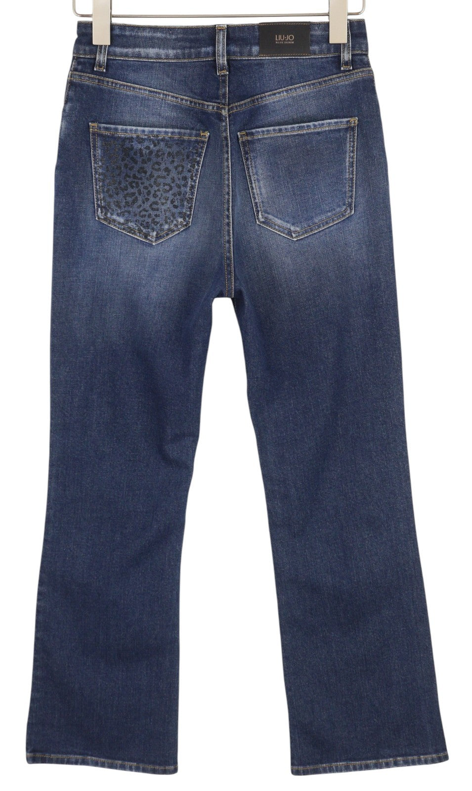 LIU JO New Microflair moteriški džinsai W28 Bootcut Fit Ankle Zip Washed Denim Blue 