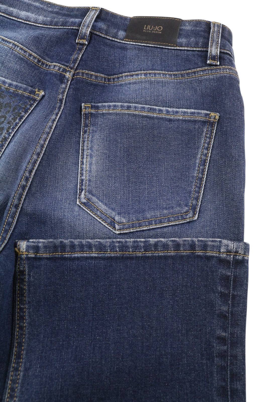 LIU JO New Microflair moteriški džinsai W28 Bootcut Fit Ankle Zip Washed Denim Blue 