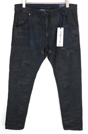 DIESEL Krooley CB-NE 0680B vyriški džinsai W36 Slim Carrot Sweat Jogg Fit Tamsiai mėlyni vaškuoti 