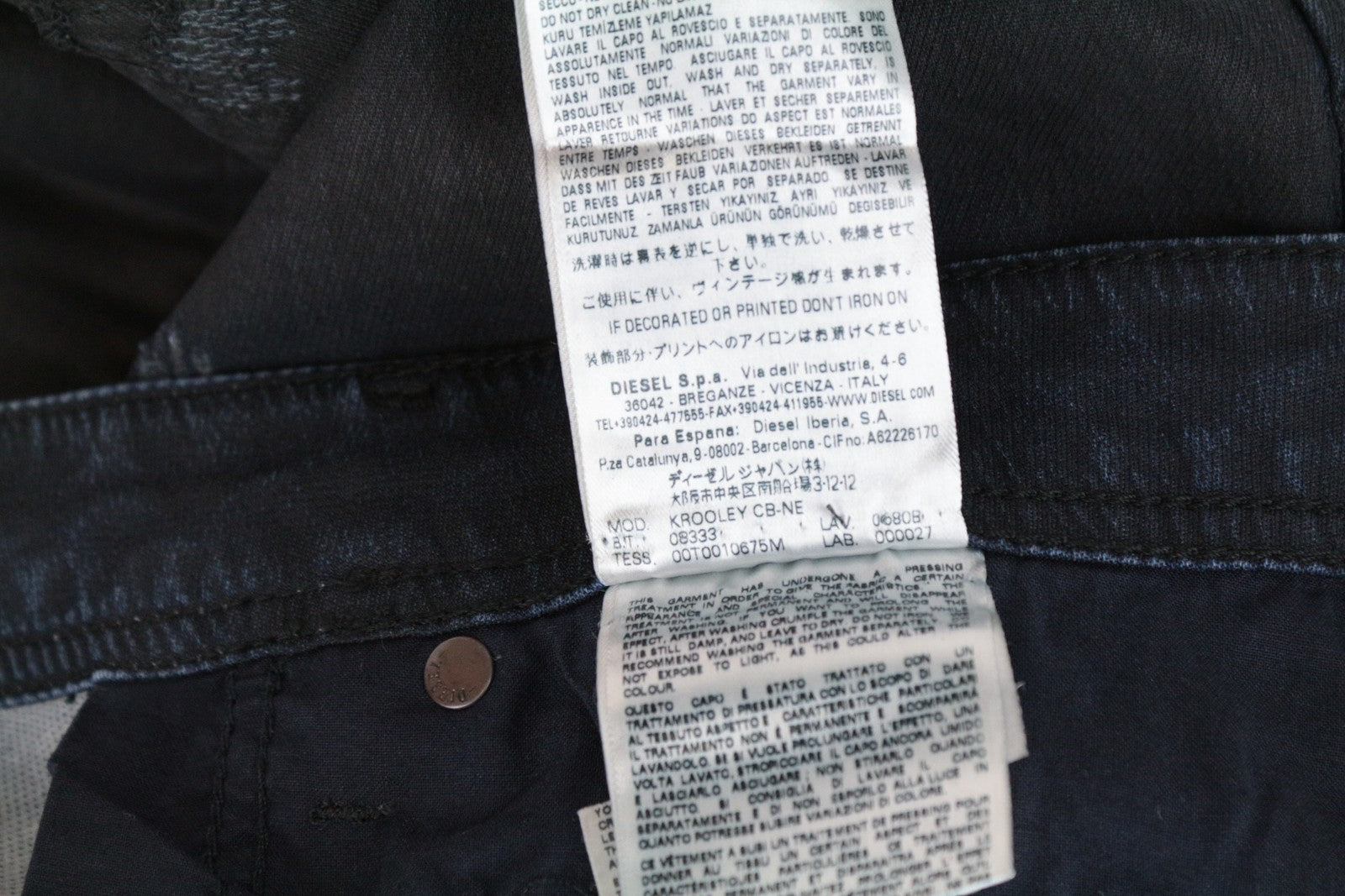 DIESEL Krooley CB-NE 0680B vyriški džinsai W36 Slim Carrot Sweat Jogg Fit Tamsiai mėlyni vaškuoti 