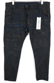 DIESEL Krooley CB-NE 0680B vyriški džinsai W38 Slim Carrot Fit tamsiai mėlyni sportiniai Jogg vaškuoti 