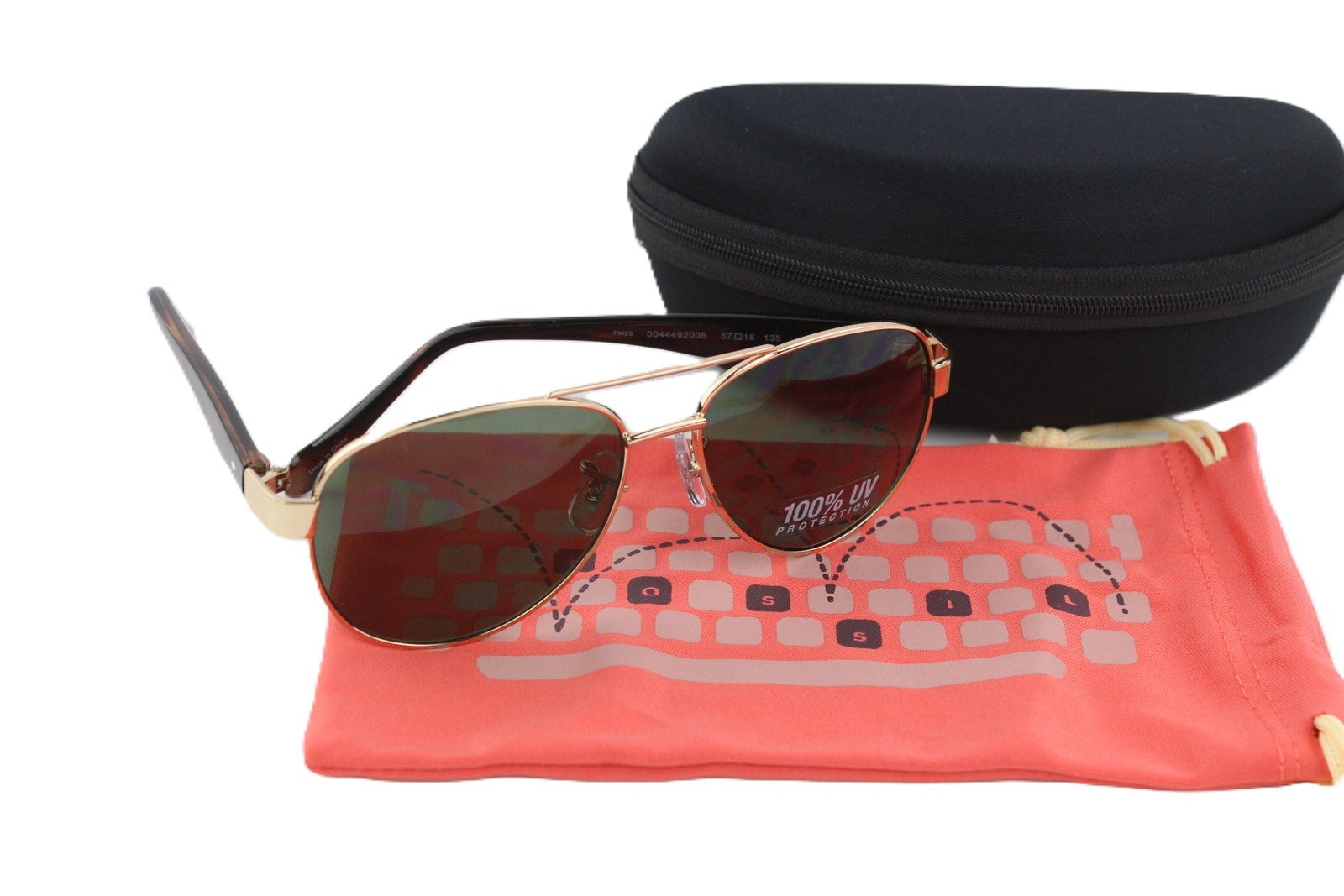 FOSSIL FM25 vyriški akiniai nuo saulės su raštuotu rėmeliu, piloto formos, unisex, Fossil, 100 % apsauga nuo UV spindulių 