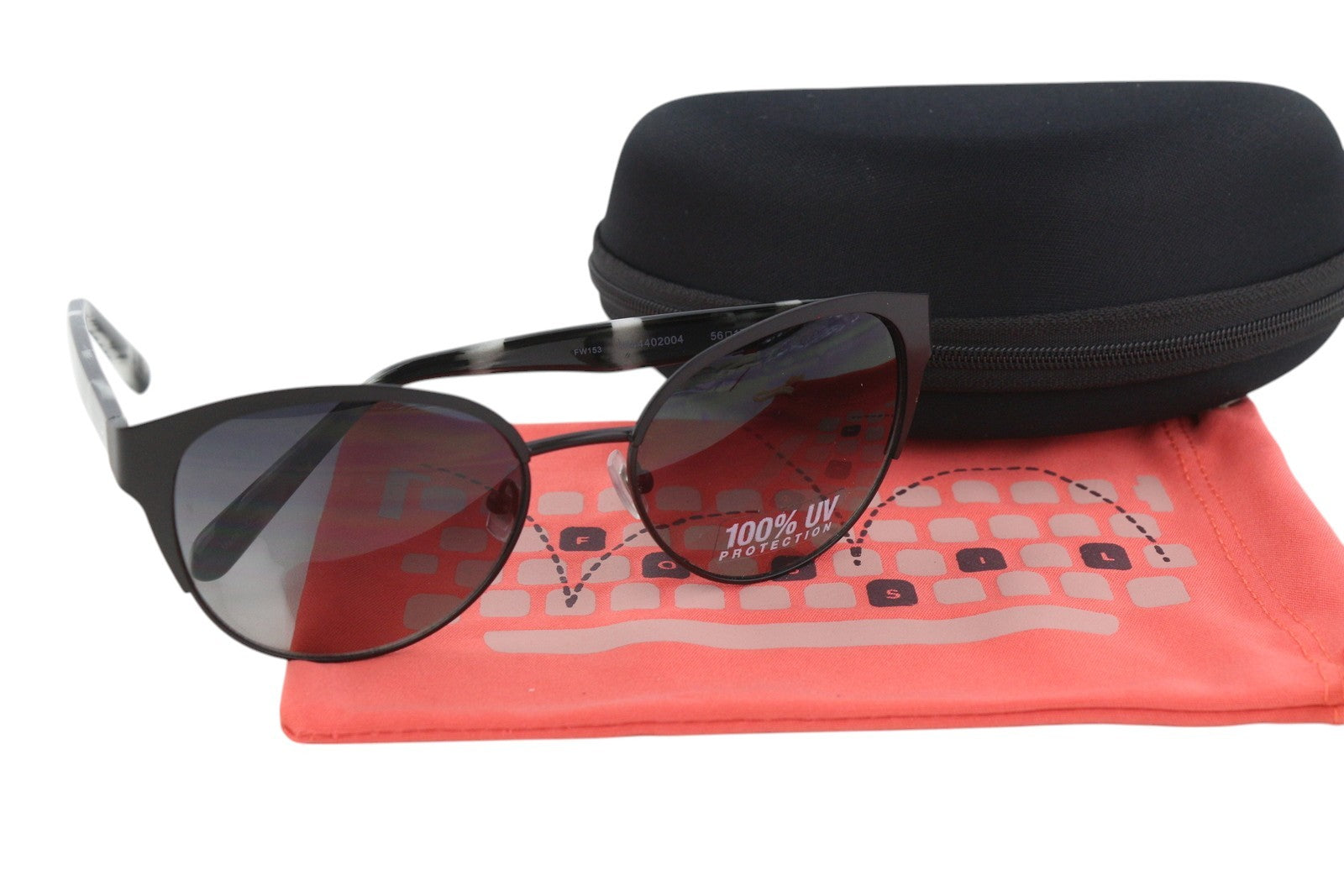 FOSSIL FW153 moteriški akiniai nuo saulės su raštuotu rėmeliu Fossil katės akių formos, 100 % apsauga nuo UV spindulių 