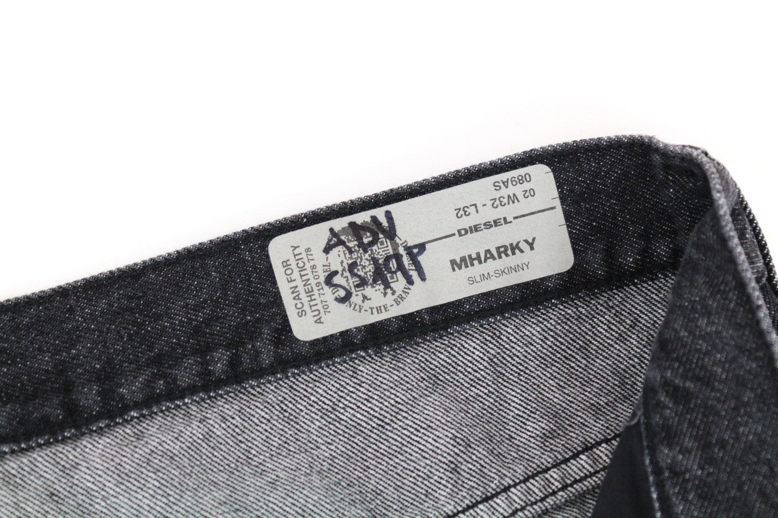 DIESEL Mharky 089AS vyriški džinsai W32 L32 Slim Skinny Fit, pilki, medvilniniai 