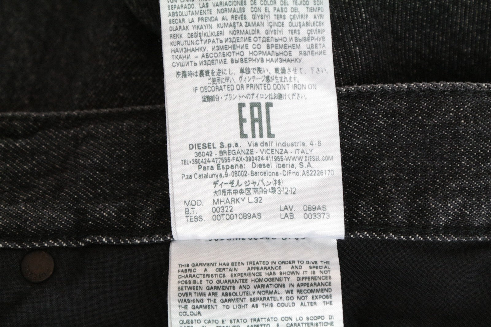 DIESEL Mharky 089AS vyriški džinsai W32 L32 Slim Skinny Fit, pilki, medvilniniai 