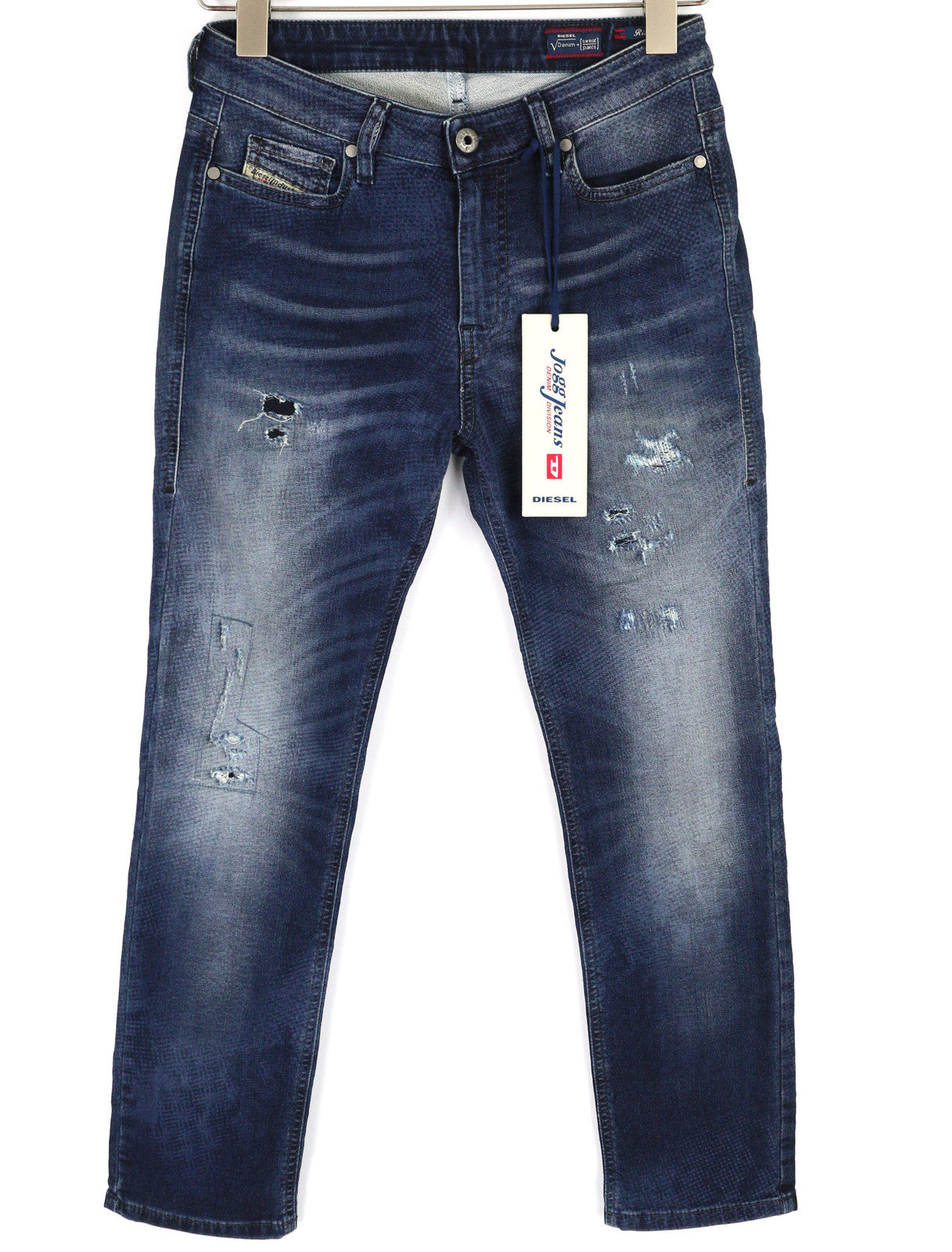 DIESEL Rizzo-Ne 0666W Women Jeans W23 Jogg Sweat Ripped Distress Blue RRP€250
