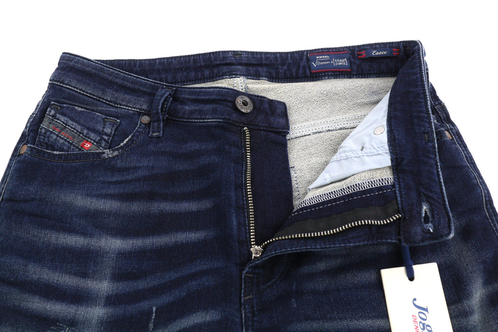 DIESEL Eazee-Ne 0662K Women Jeans W25 Jogg Sweat Ripped Distress Blue RRP€235