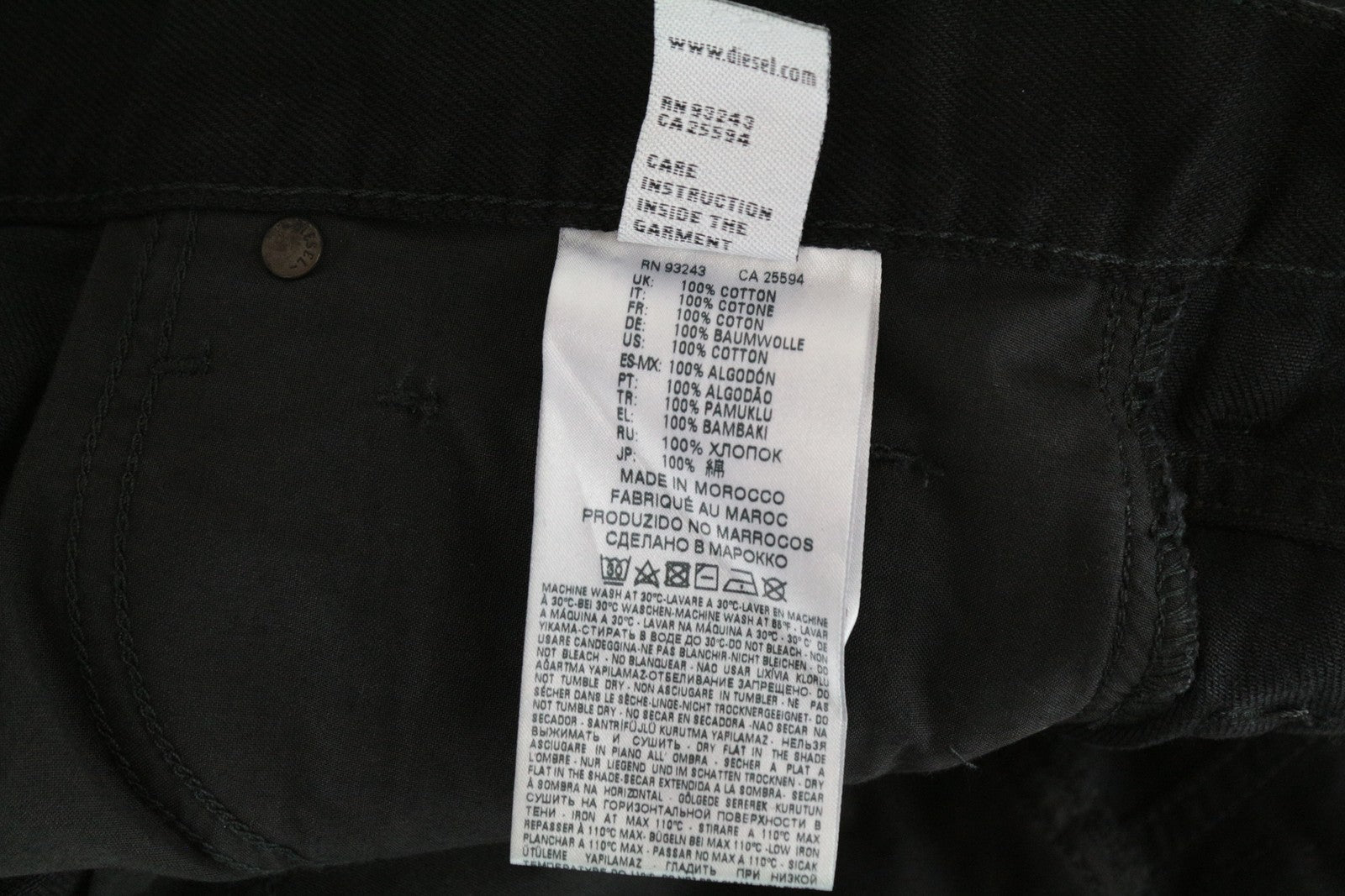 DIESEL Mharky 084WR vyriški džinsai W29 L30 Slim Skinny Fit juodi medvilniniai džinsai 