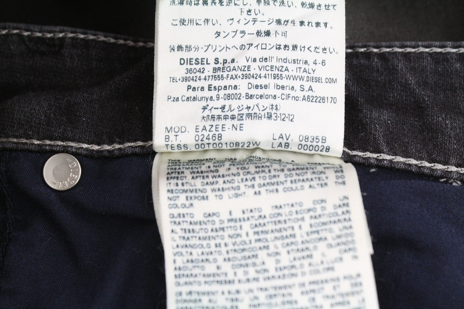 DIESEL Eazee-Ne 0835B Women Jeans W25 Jogg Sweat Ripped Distress Slim RRP€200