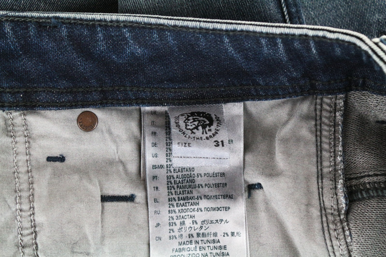 DIESEL Krooley-T 0870W vyriški džinsai W31 Sweat Jogg siaurėjančios mėlynos medvilnės tamprios kelnės 