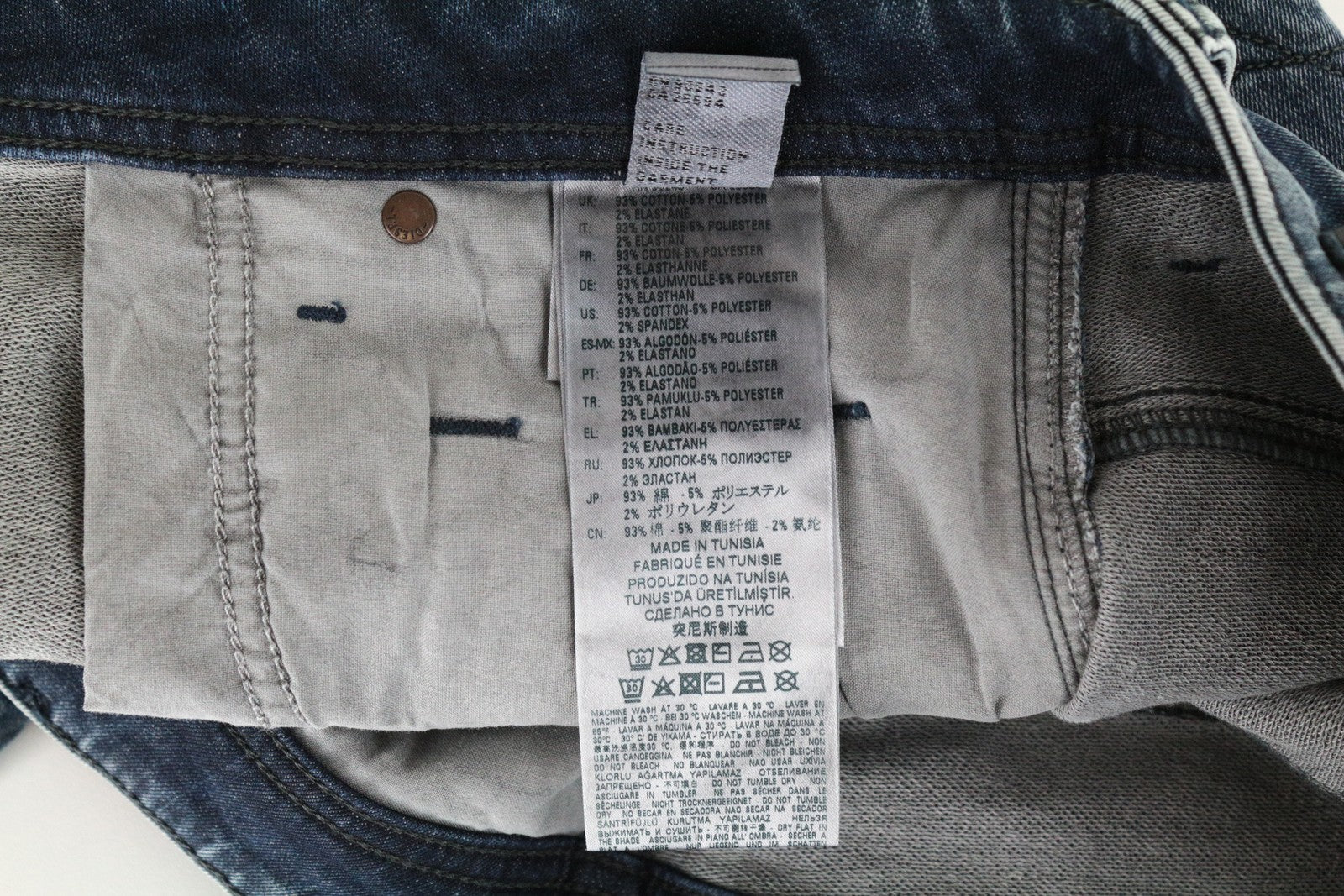 DIESEL Krooley-T 0870W vyriški džinsai W31 Sweat Jogg siaurėjančios mėlynos medvilnės tamprios kelnės 