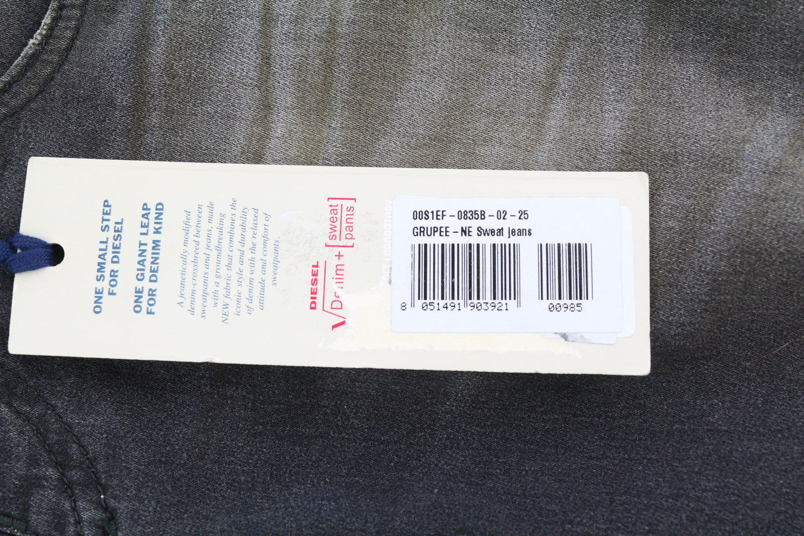 DIESEL Grupee-Ne 0835B Women Jeans W25 Jogg Denim Sweat Skinny Fit Washed Black