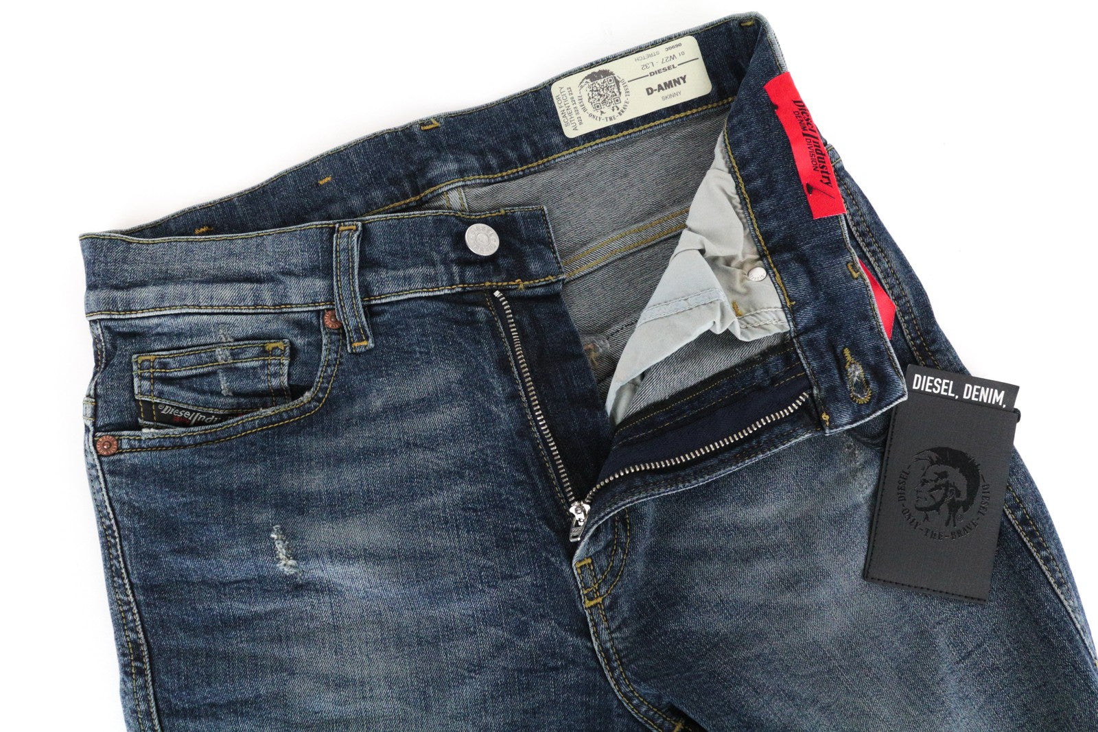 DIESEL D-Amny 069GC vyriški džinsai W27 L32 aptempti, mėlyni, tamprūs, skalbti medvilniniai džinsai 
