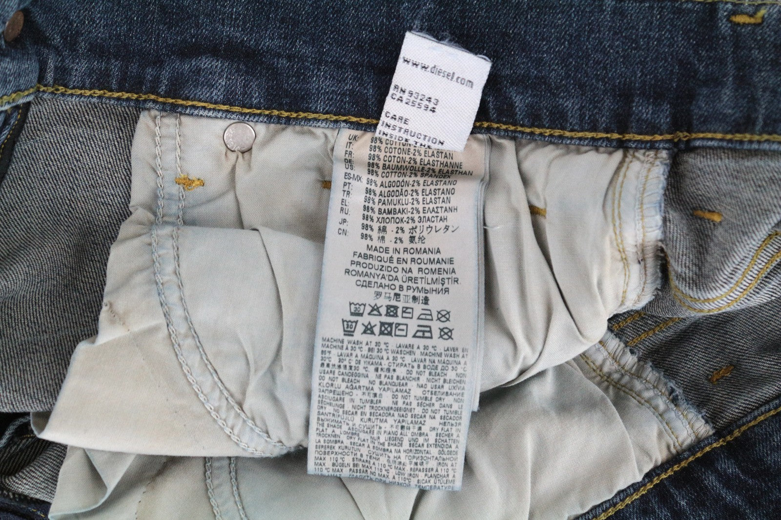 DIESEL D-Amny 069GC vyriški džinsai W27 L32 aptempti, mėlyni, tamprūs, skalbti medvilniniai džinsai 