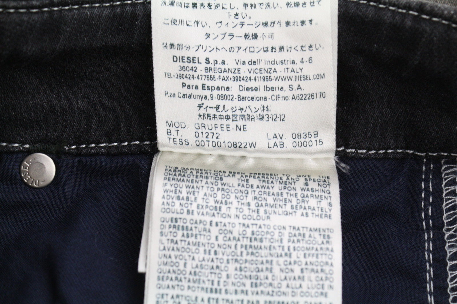 DIESEL Grupee-Ne 0835B Women Jeans W25 Jogg Denim Sweat Skinny Fit Washed Logo