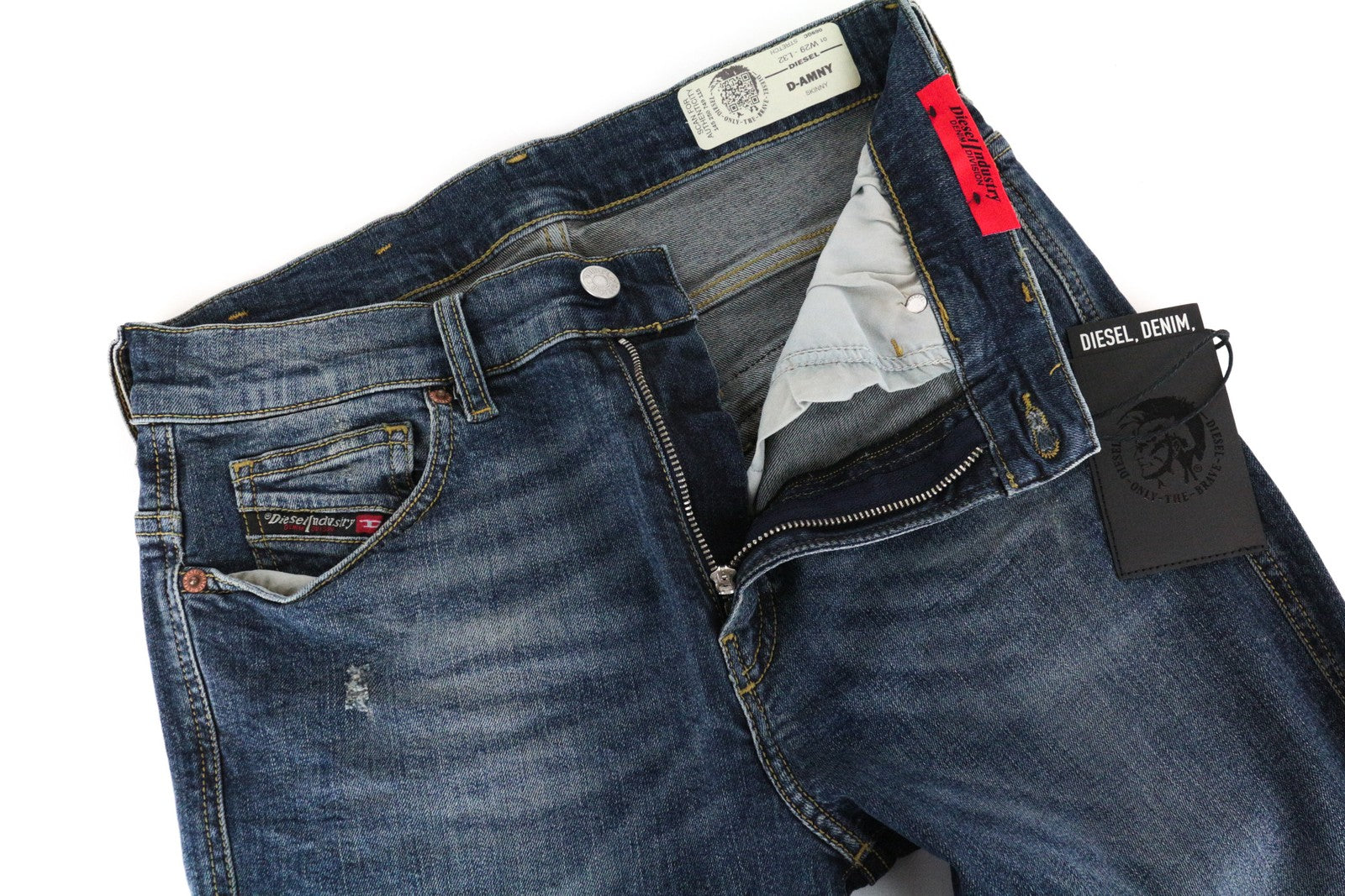 DIESEL D-Amny 069GC vyriški džinsai W29 L32 aptempti mėlyni skalbtos medvilnės džinsai 