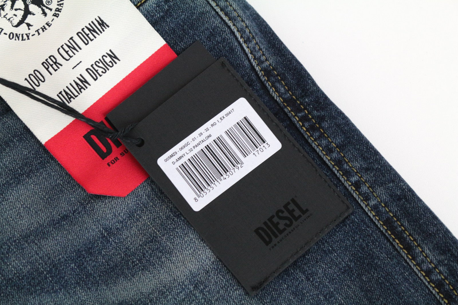 DIESEL D-Amny 069GC vyriški džinsai W29 L32 aptempti mėlyni skalbtos medvilnės džinsai 