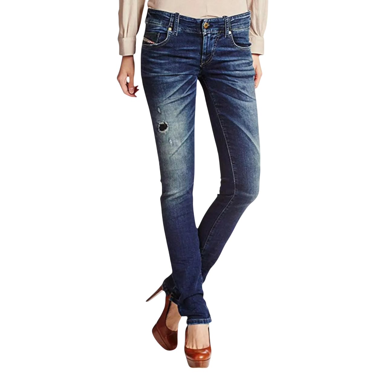 DIESEL Grupee-Ne 0607U Women Jeans W23 Jogg Denim Sweat Skinny Fit Blue RRP€250