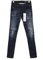 DIESEL Grupee-Ne 0662K Women Jeans W23 Jogg Denim Sweat Skinny Fit Blue RRP€250