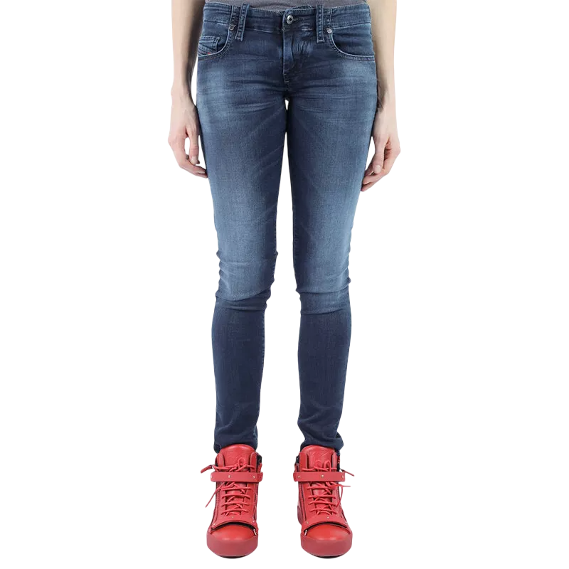 DIESEL Grupee-Ne 0848K Women Jeans W23 Jogg Denim Sweat Skinny Fit Washed Blue