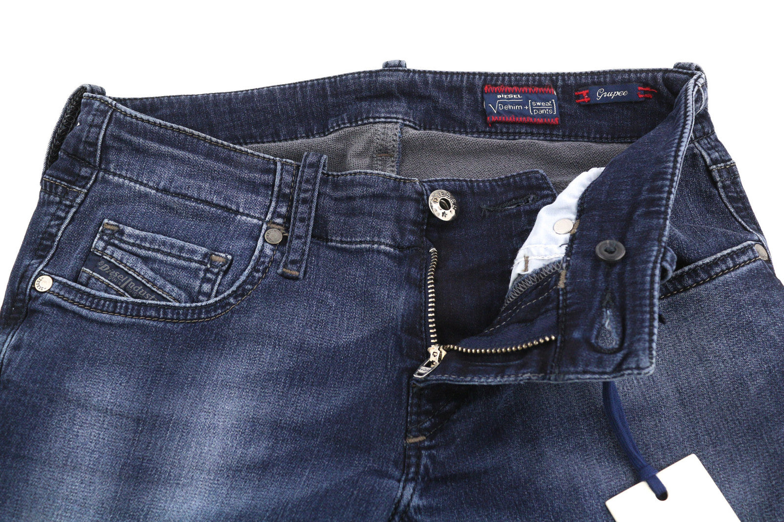 DIESEL Grupee-Ne 0848K Women Jeans W23 Jogg Denim Sweat Skinny Fit Washed Blue