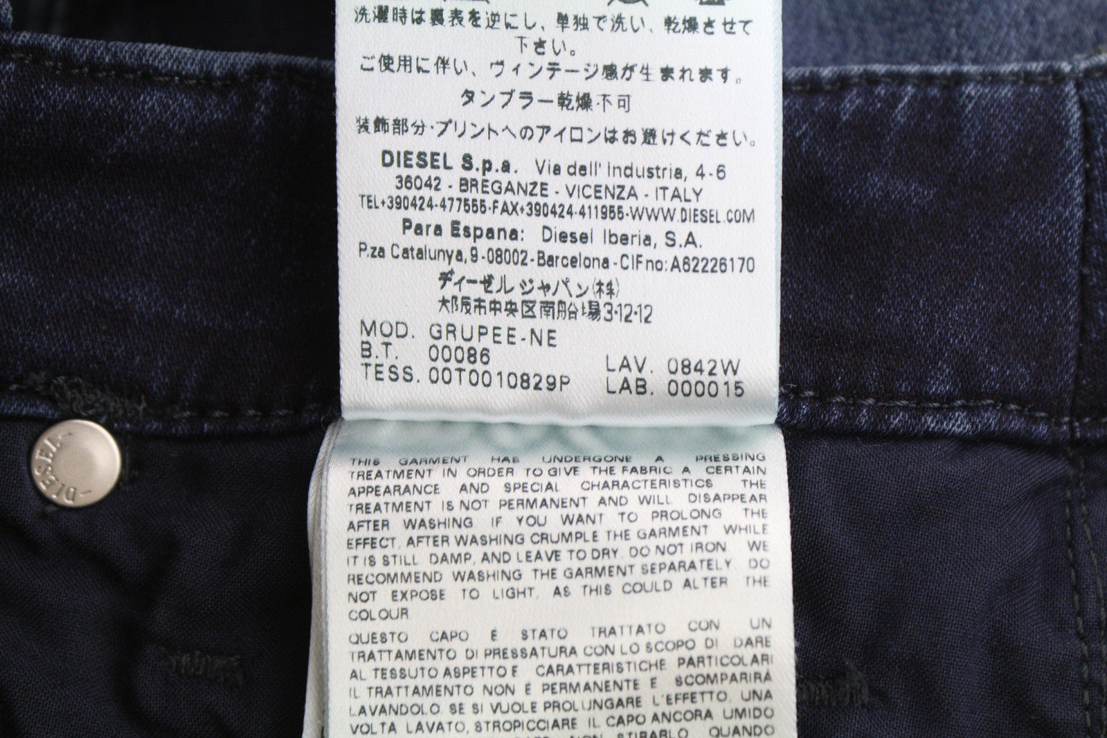 DIESEL Grupee-Ne 0842W Women Jeans W25 Jogg Denim Sweat Skinny Fit Washed Blue