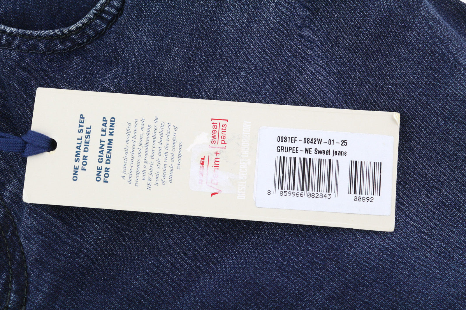 DIESEL Grupee-Ne 0842W Women Jeans W25 Jogg Denim Sweat Skinny Fit Washed Blue