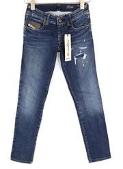 DIESEL Grupee-Ne 0604Z Women Jeans W23 Jogg Denim Sweat Skinny Fit Blue RRP€250