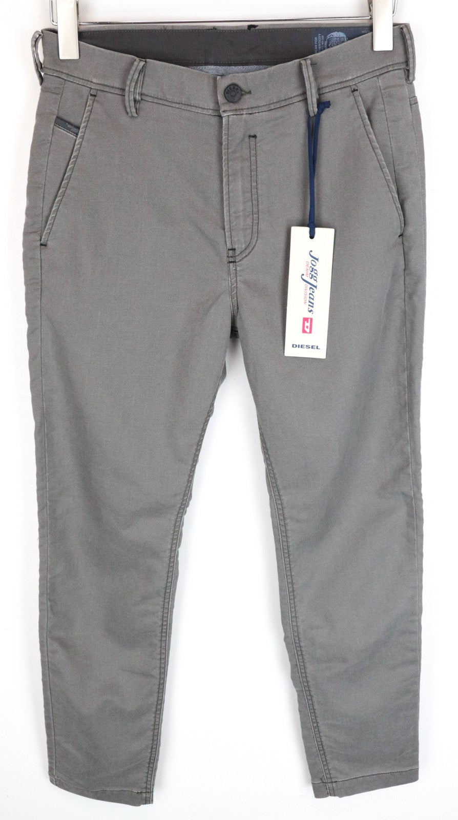 DIESEL Chino-M-NE 0685E vyriški džinsai W28 Sweat Jogg Slim Fit pilki su tampriomis klostėmis 