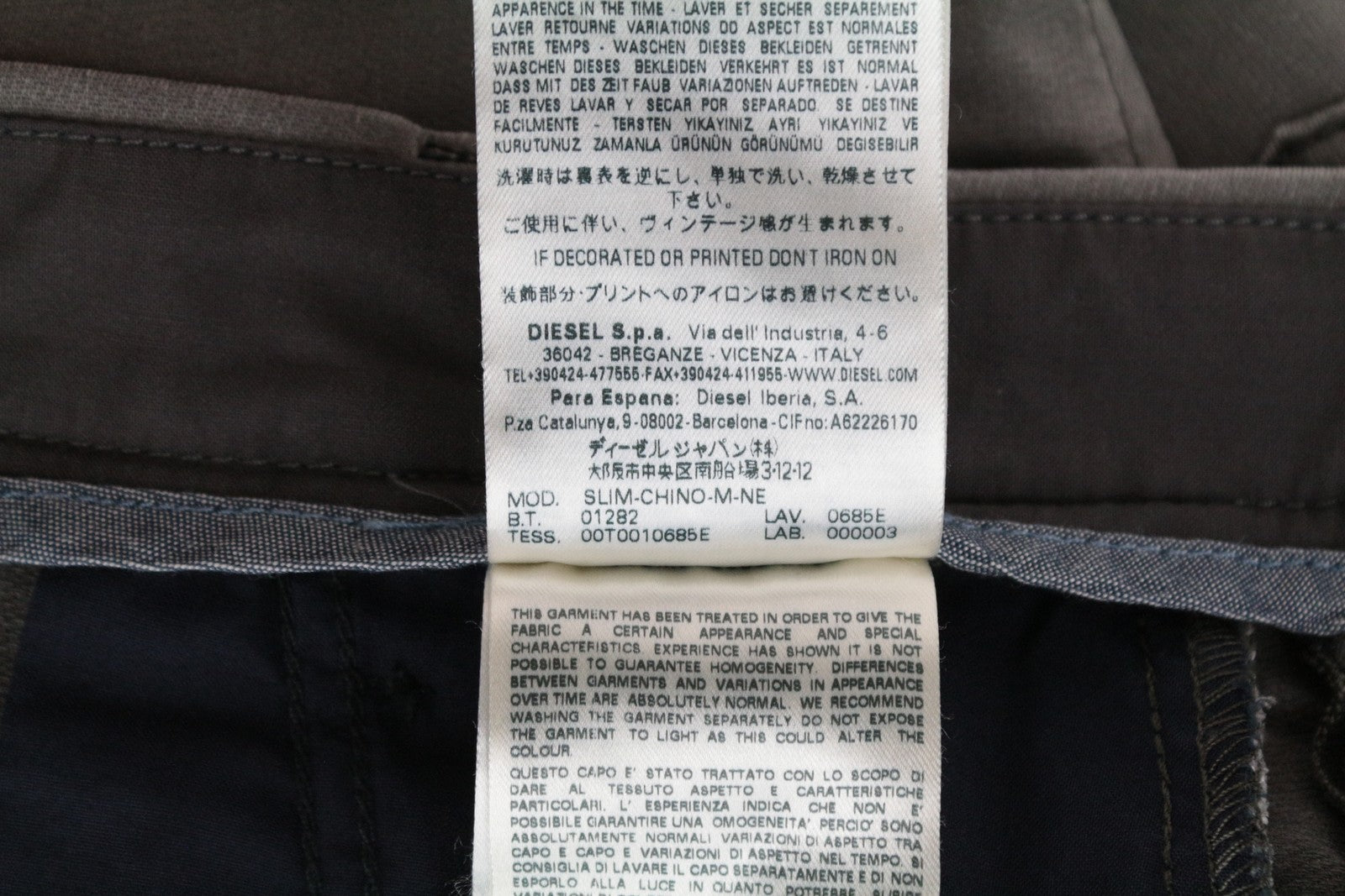 DIESEL Chino-M-NE 0685E vyriški džinsai W28 Sweat Jogg Slim Fit pilki su tampriomis klostėmis 