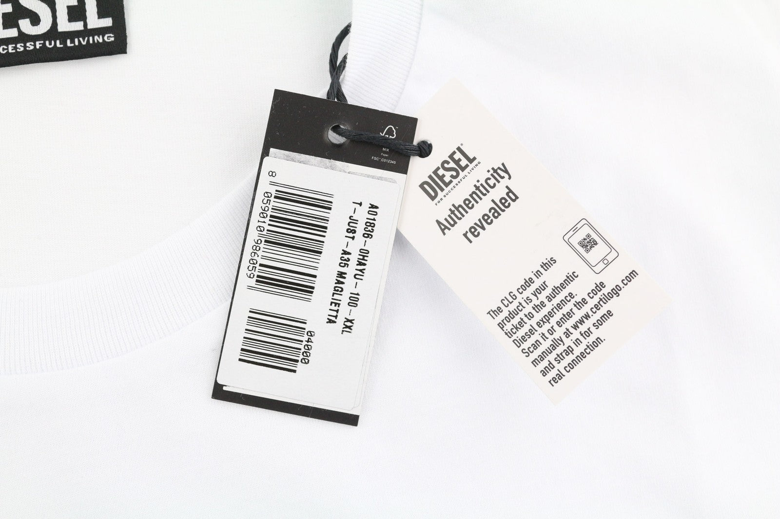 DIESEL T-Just-A35 mens T-Shirt 2XL Short sleeved Crew Neck Front  Tricot Light