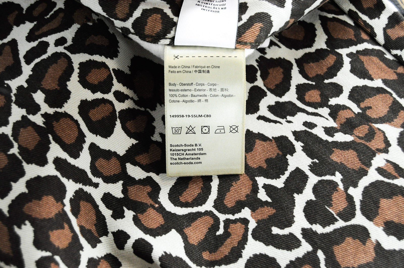 MAISON SCOTCH Bandit moteriški W25/L32 ploni rudi medvilniniai džinsai su gyvūnų raštu 