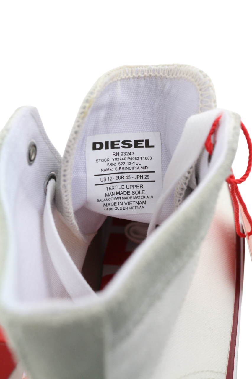 DIESEL S-Principia Mid vyriški sportbačiai, balti, aukštakulniai, EU45, RRP 185 € 