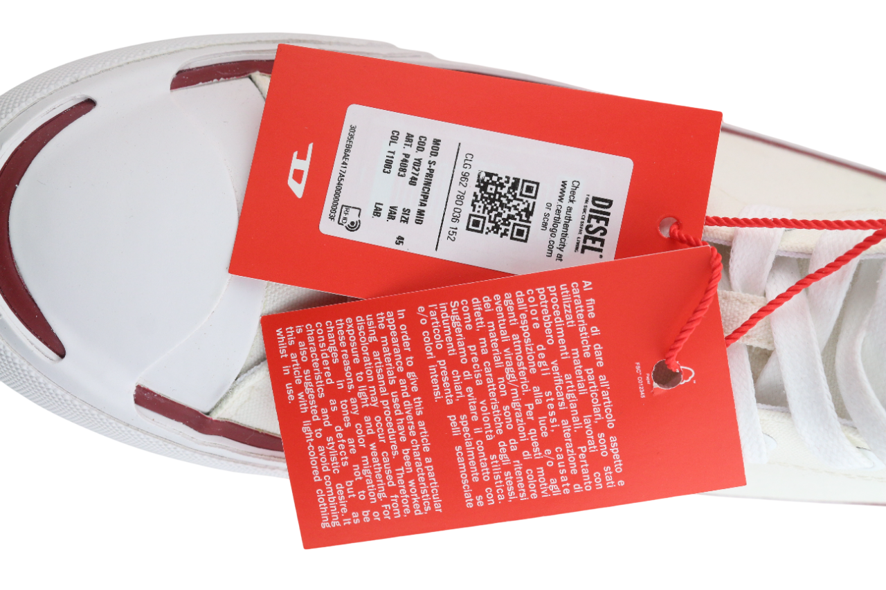 DIESEL S-Principia Mid vyriški sportbačiai, balti, aukštakulniai, EU45, RRP 185 € 