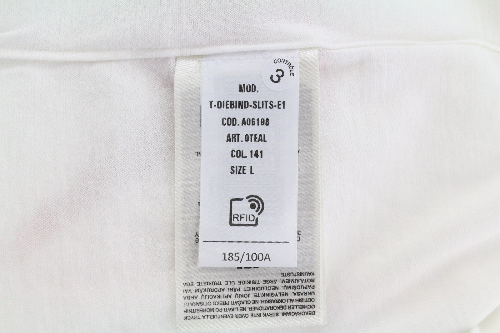 DIESEL T-Diebind-Slits-E1 Men T-Shirt L Short Sleeve Crew Collar Tricot RRP€80