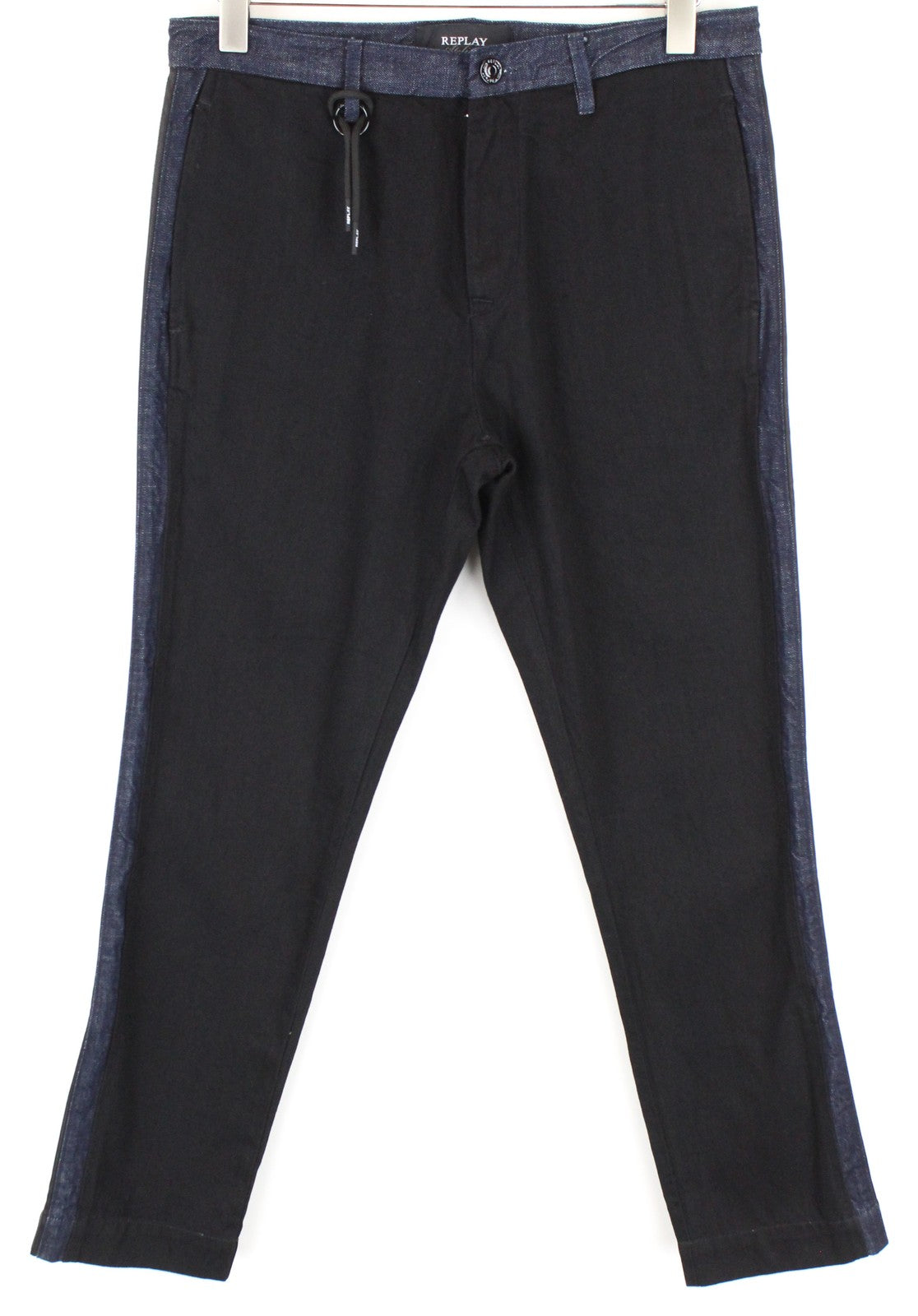 REPLAY Atelier vyriški džinsai W33/L30 Slim tamsiai mėlyni medvilniniai laisvalaikio stiliaus 