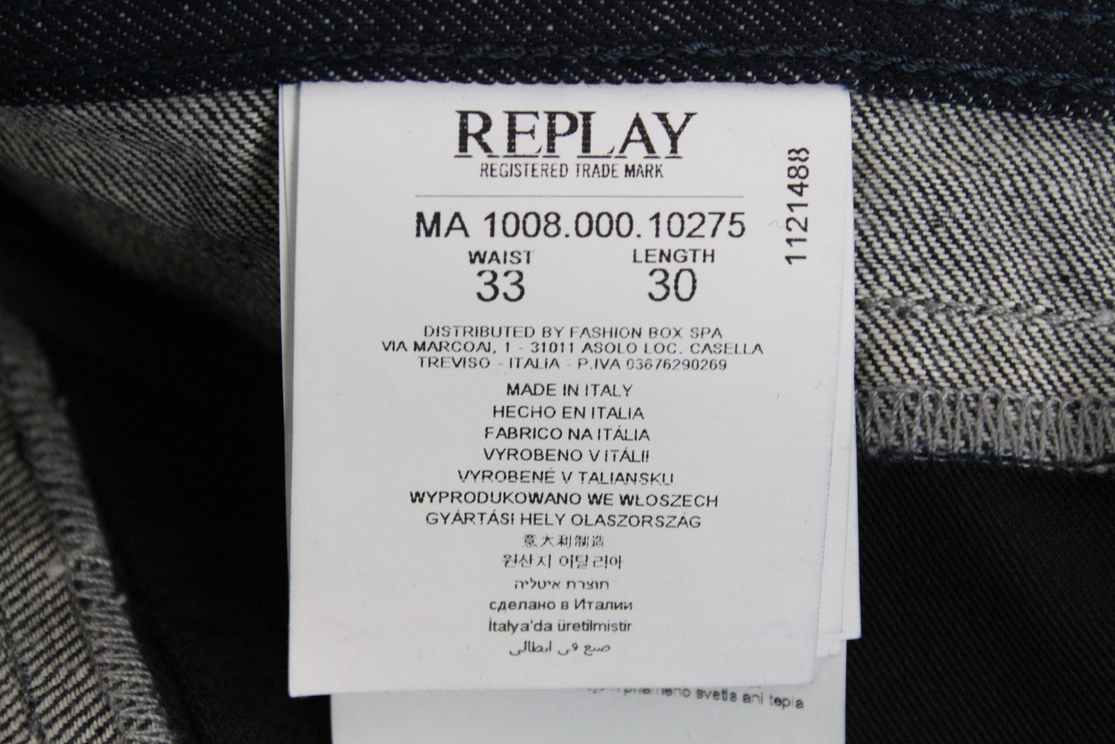 REPLAY Atelier vyriški džinsai W33/L30 Slim tamsiai mėlyni medvilniniai laisvalaikio stiliaus 