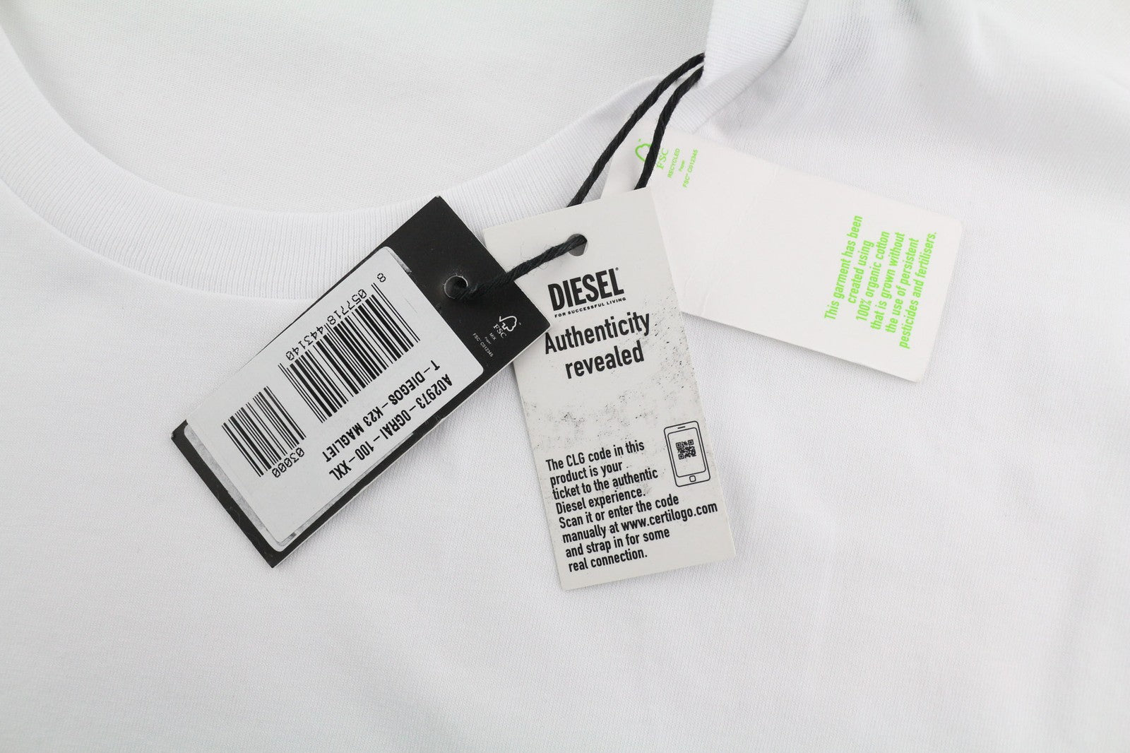 DIESEL T-Diegos-K23 Mens T-Shirt 2XL Short sleeved Crew Collar Tricot