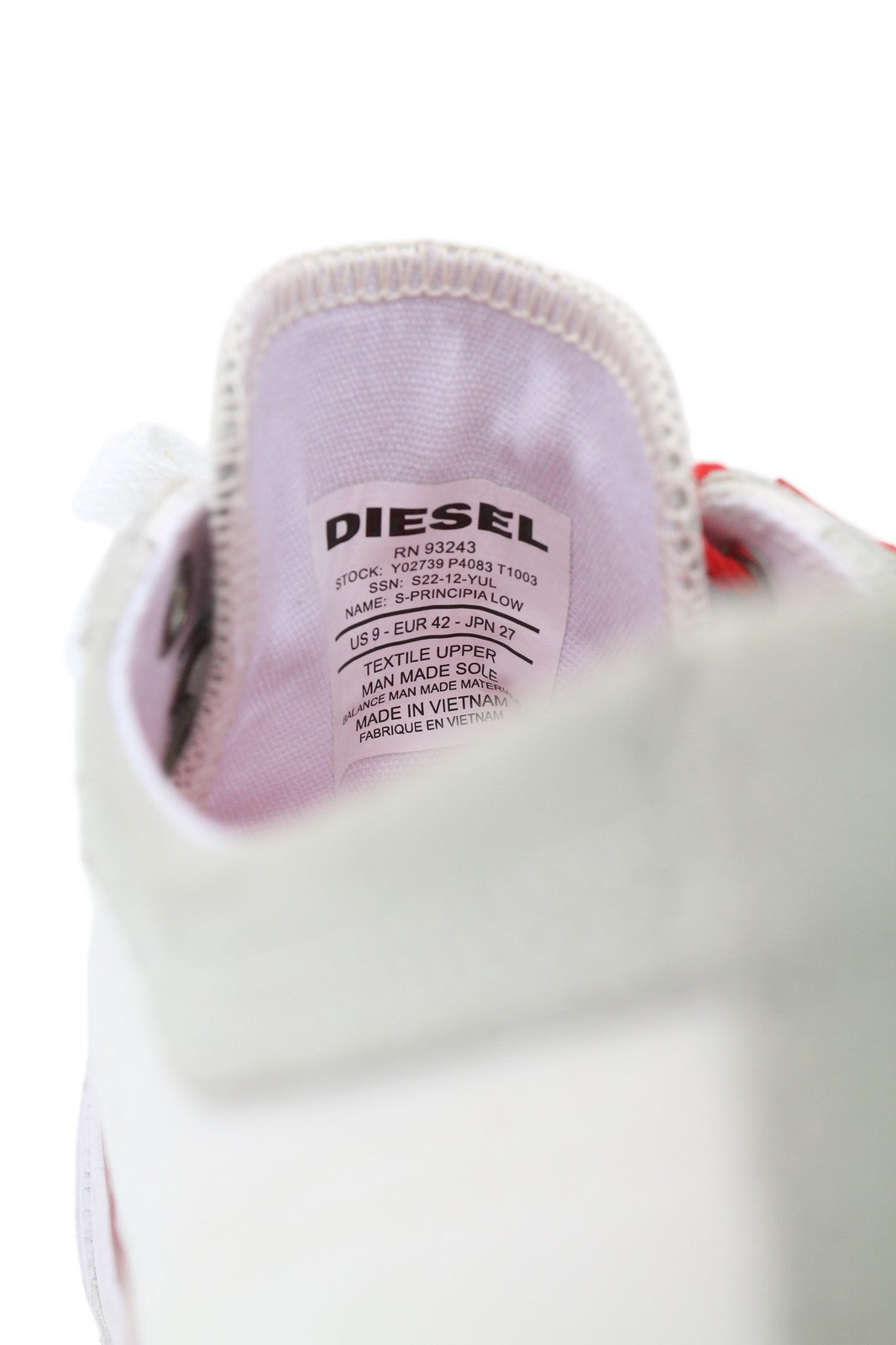 DIESEL S-Principia žemakulniai vyriški sportbačiai, EU42, balti, su raišteliais, RRP 185 € 