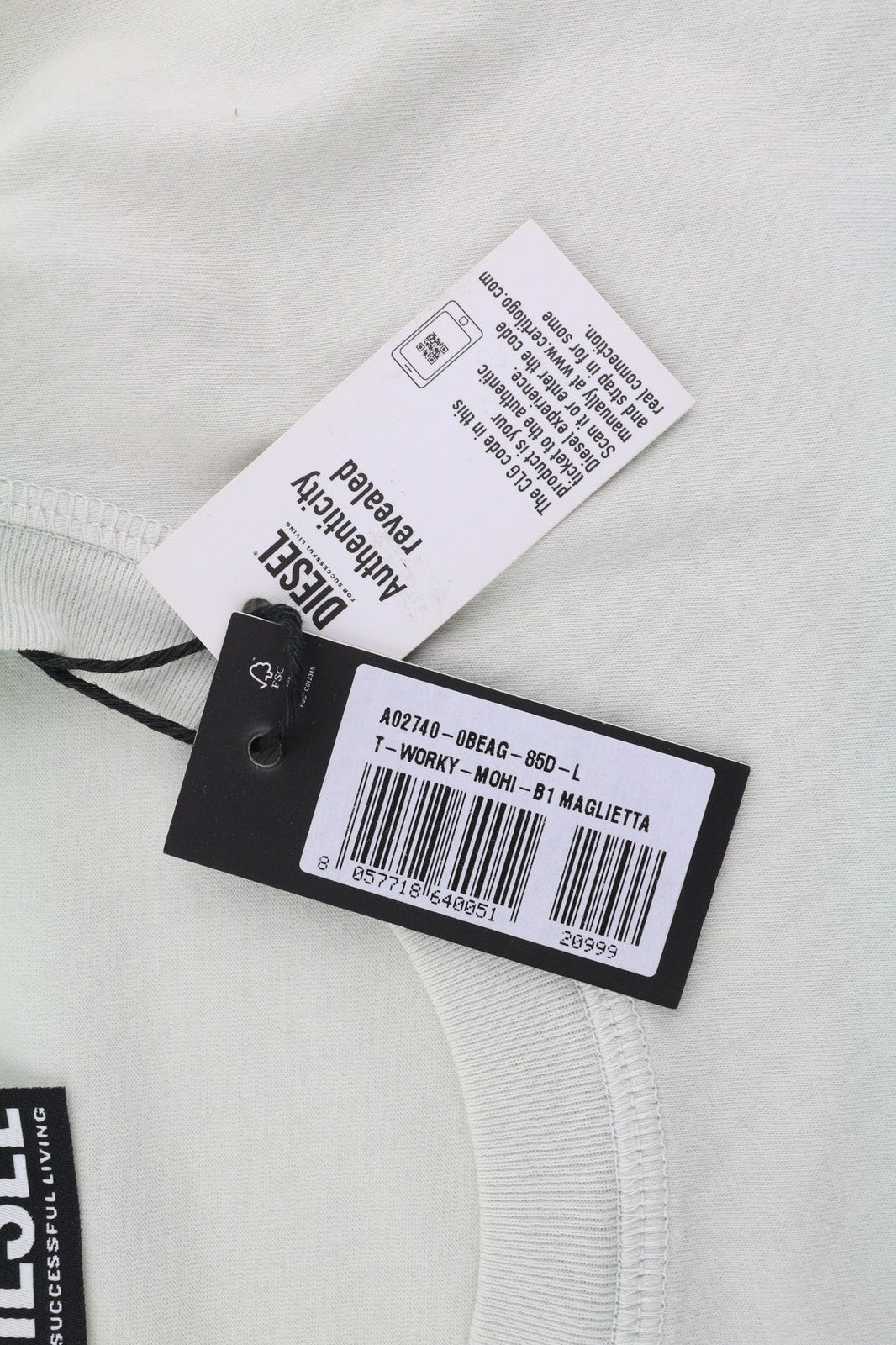 DIESEL T-Worky-Mohi-B1 Men T-Shirt L Short Sleeve Crew Collar Tricot RRP€90