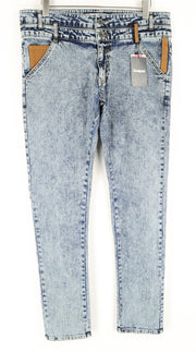 DESIGUAL Coll vyriški Slim džinsai UK18 mėlyni, skalbti, tamprūs, laisvalaikio medvilniniai džinsai 