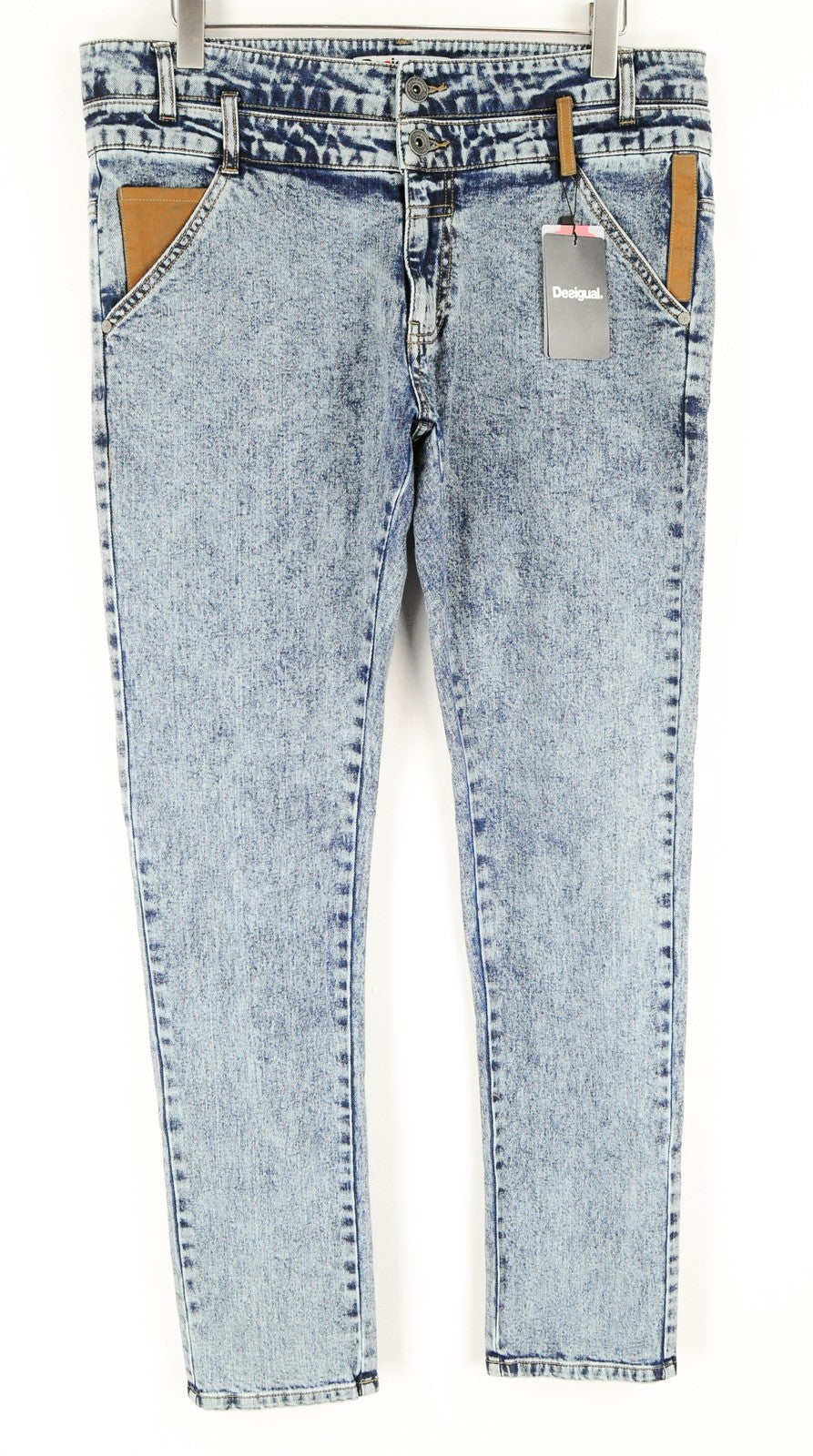 DESIGUAL Coll mens Slim Jeans W36 Blue Washed  stretchy Cotton Casual